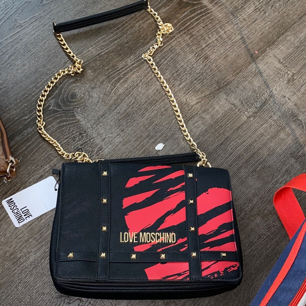 Love Moschino Black and Red Crossbody Bag